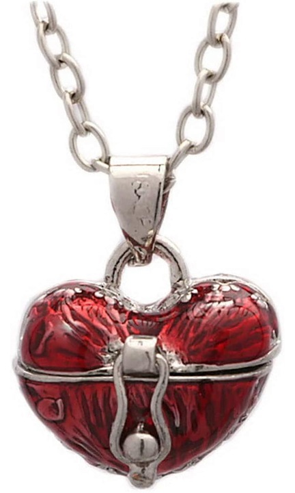 Colier cu pandantiv in forma de inima roz, 46cm, din cupru, design deschis, bijuterii dama