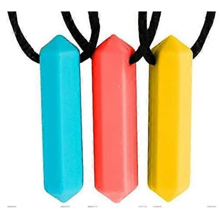 3 darabos szilikon rágóka nyaklánc szett, nem mérgező, nyugtató színek, gyermekeknek és felnőtteknek