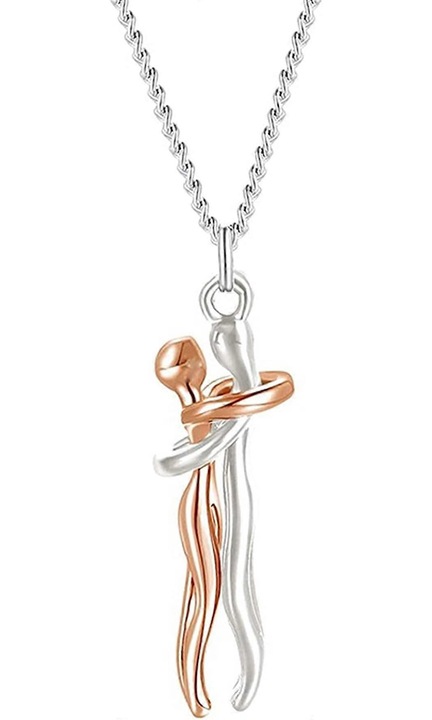 Colier cuplu imbratisat, inox, 45cm