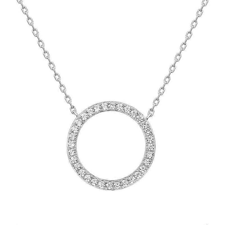 Colier cu pandantiv rotund ajustabil din piatra, arigntiu