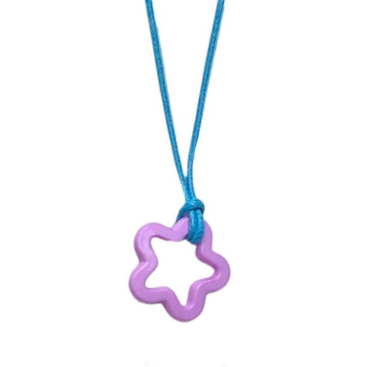 Colier cu pandantiv floare din acril, set, verde/albastru/galben/roz/purpurie, 45mm