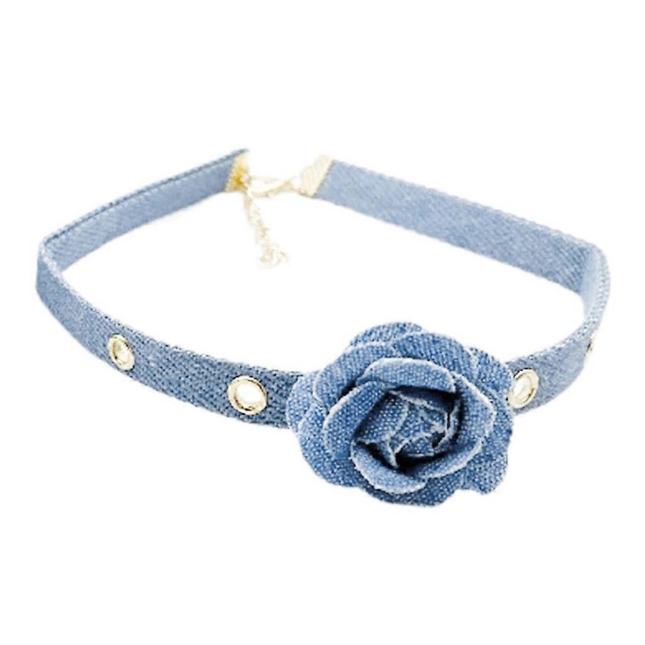 Colier Choker din Denim pentru Femei, Set, Retro, Multicolor, Dimensiune conform imaginii