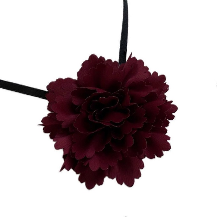 Colier cu funda, rosu vin, din material textil, ajustabil, bijuterii pentru femei