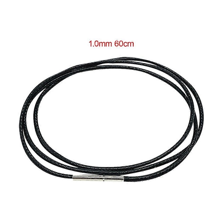 Cordon din ceara negru, 45/50/60cm, latime 1.0mm, cu inchidere din otel inoxidabil, set bijuterii DIY