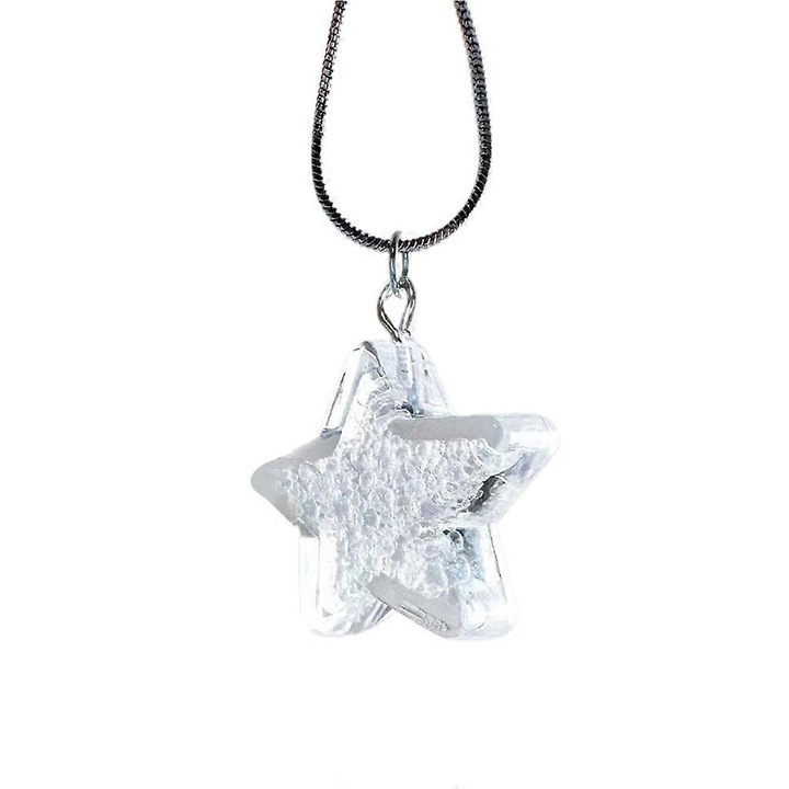 Colier stea din otel titan, verde, transparent, albastru, 0.94x0.98x0.31in, set 1 buc