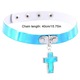 Colier Choker din piele, cu pandantiv cruce, ajustabil, alb, 40cm