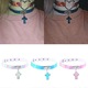 Colier Choker din piele, cu pandantiv cruce, ajustabil, alb, 40cm