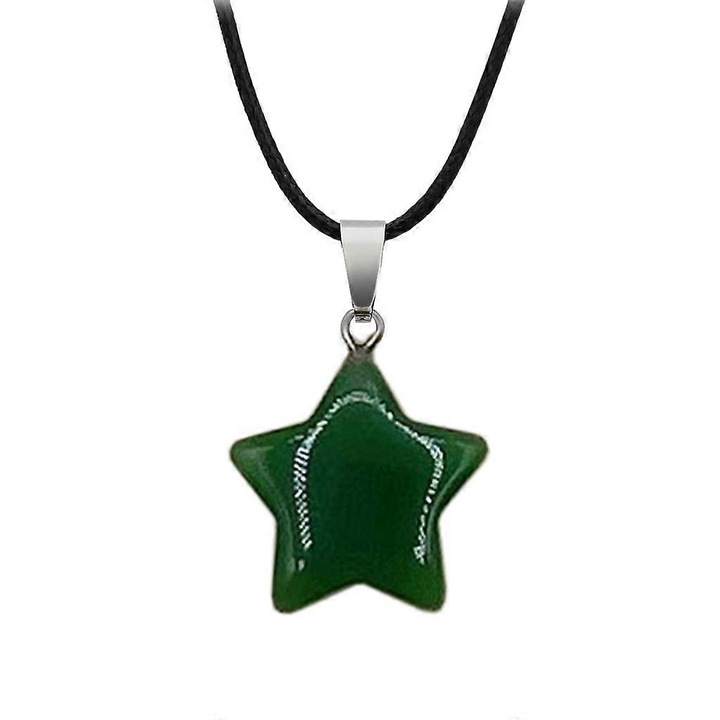 Colier cu pandantiv stea, piele, 10 culori, ajustabil