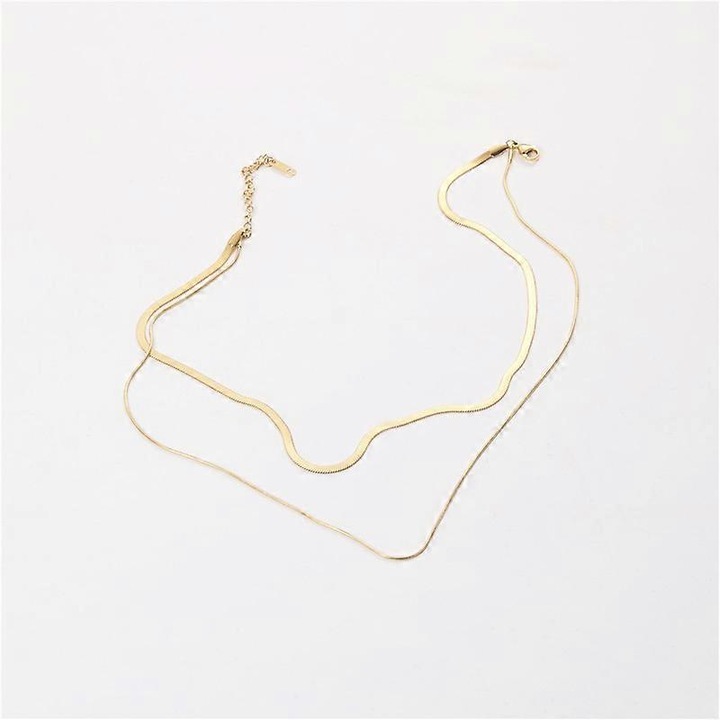 Colier sarpe subtire din aur 14K, set, 35x42cm, bijuterii pentru femei