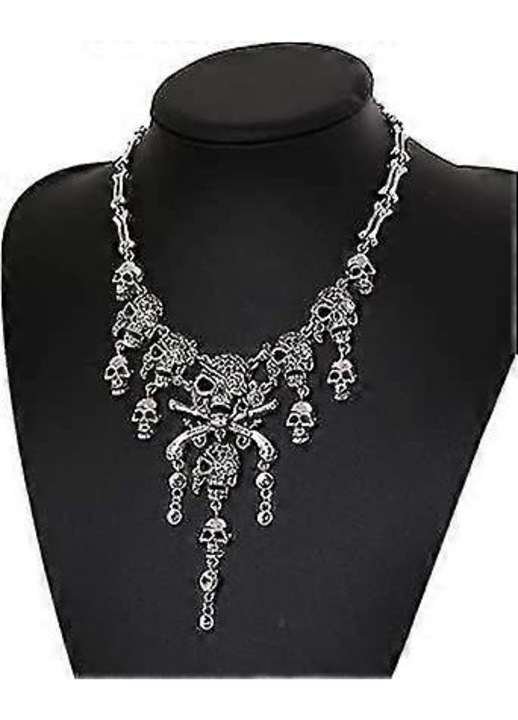 Colier Halloween cu cranii, stil vintage, set bijuterii dama, 80g
