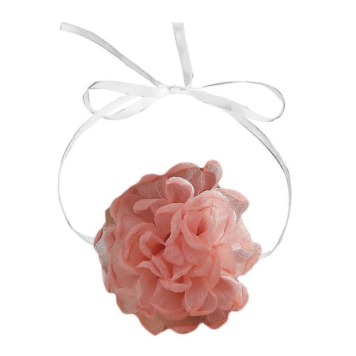 Colier din material textil cu flori, multicolor, dimensiune ajustabila, set de bijuterii pentru ocazii speciale