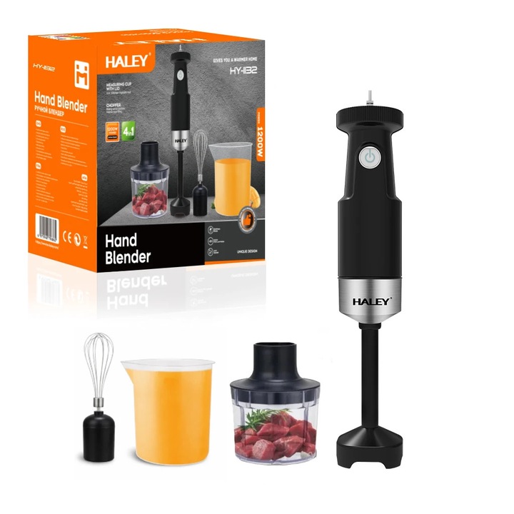 Blender Vertical Profesional HALEY HY-1132 – 1200W, Set Complet 4 in 1