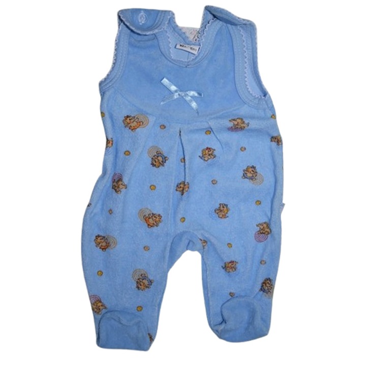 Salopeta fara maneci, din frotir, pentru bebelusi, Koala Bobas K0303A-56, Albastru deschis 56 CM