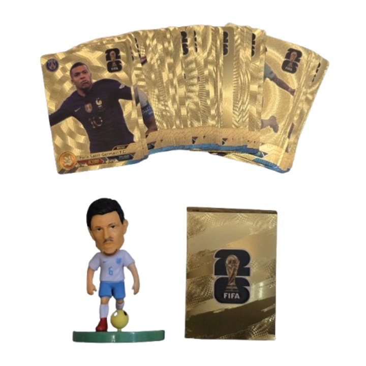 Комплект от 55 златни карти FIFA 2026 World Cup VICTINY® многоцветни (пакетът съдържа 55 златни карти + 1 фигурка на футболист)