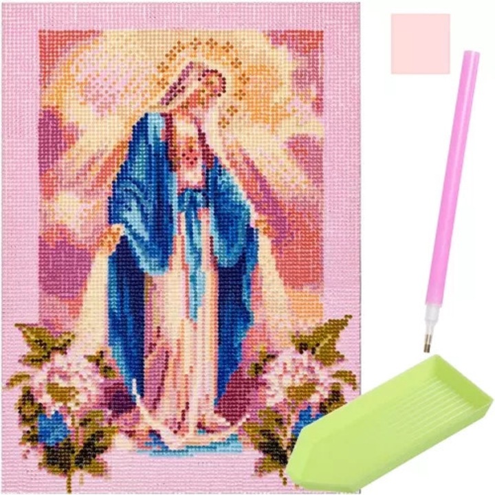 Set de artizanat, Malatec, mozaica diamant, model Maria, 30x40cm, diamenciki colorate