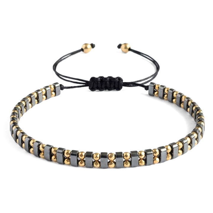 Bratara Reglabila, 4 mm, Marime Universala, Dark Grey-Gold