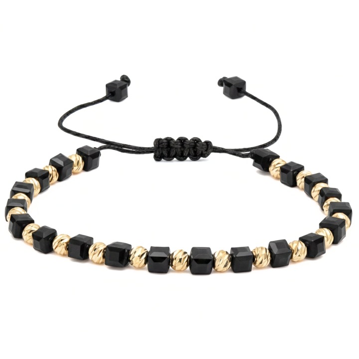 Bratara Reglabila, Marime Universala, Square, Black-Gold