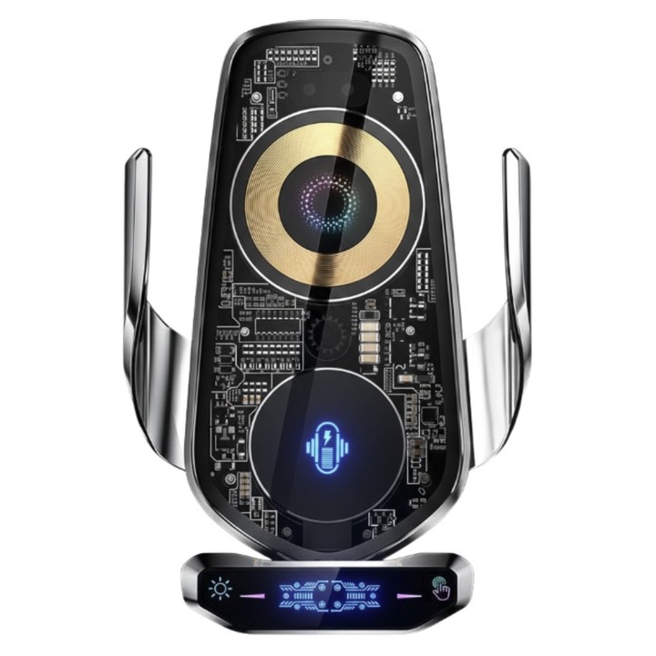 Incarcator telefon wireless cu support pentru masina, incarcare rapida 15w, model transparent