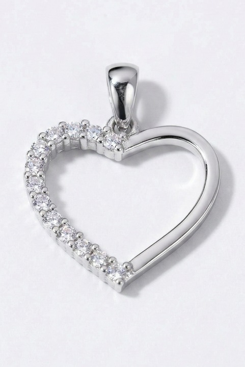 Pandantiv Argint 925 Premium Sentivo®, model Inima, piatra Zirconiu, placat cu Rodiu, Accesoriu ideal pentru aniversare, pentru mama, fiica, iubita, Bijuterie eleganta, Pandantiv dama, 1.07 g