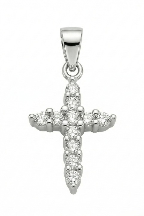 Pandantiv Argint 925 Premium Sentivo®, model Cruciulita, piatra Zirconiu, placat cu Rodiu, Accesoriu ideal pentru aniversare, mama, fiica, iubita, Bijuterie eleganta, Pandantiv dama, 1.19 g