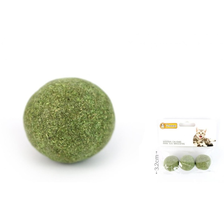 Jucari Mingi Catnip pentru Pisica, Set 3 bucati Iarba Pisicii, 3.2cm, yommy- Distractie Atractiva, Stimuleaza Instinctul de Vanatoare