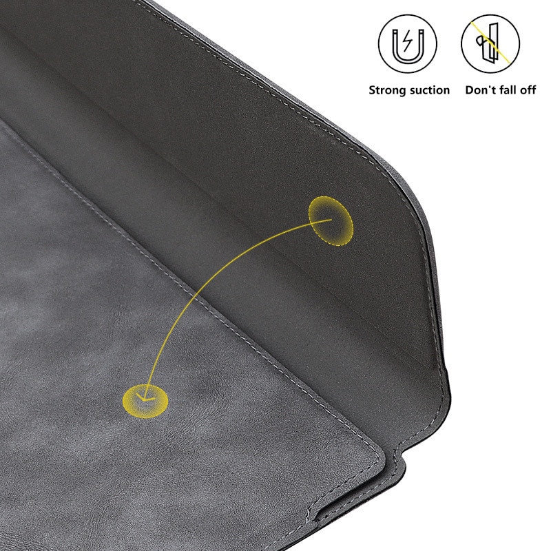 Husa Laptop NAXSIR, cu foldable stand, Impermeabil si rezistent la zgarieturi, Nasture magnetic, Portabil, 13.3 inch, 36x25 cm, Gri inchis