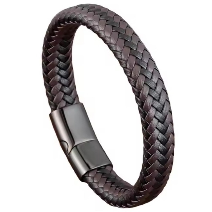 Bratara IZMAEL LU-33164, piele ecologica, maro/negru, 21cm