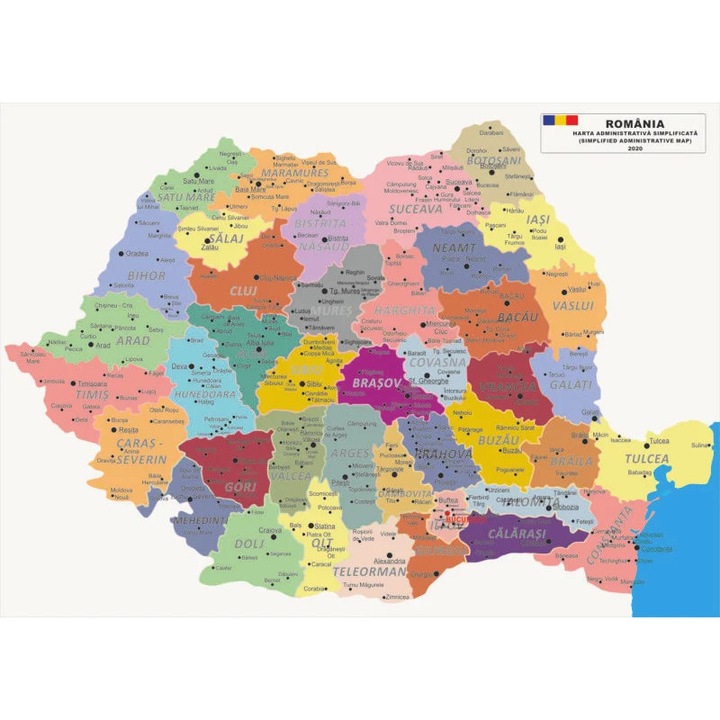 Romania Harta Administrativa Simplificata 140 x 100 cm