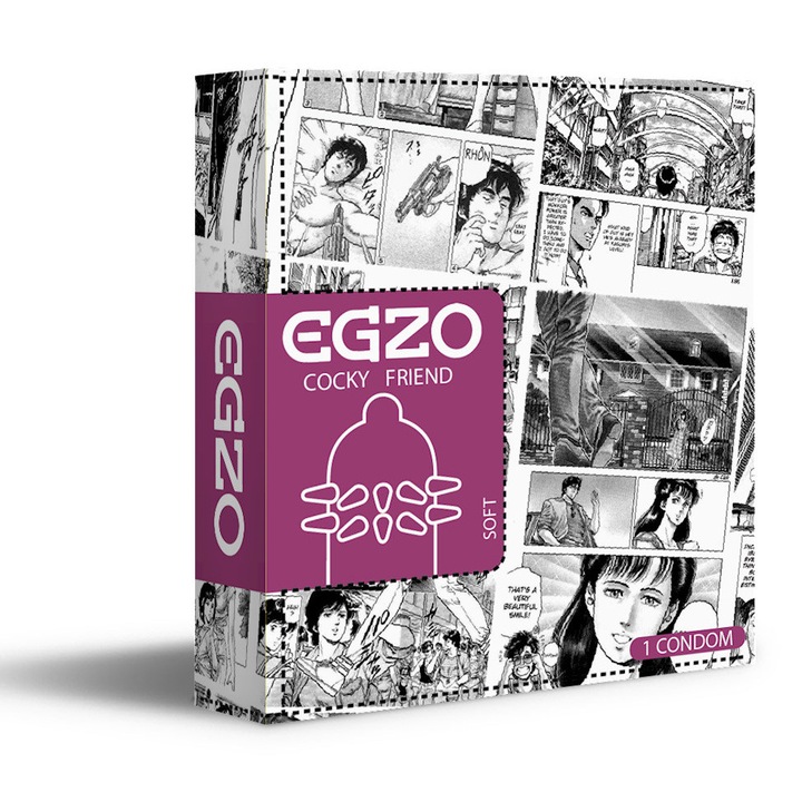 Prezervativ Egzo Hot Red, latex, texturat