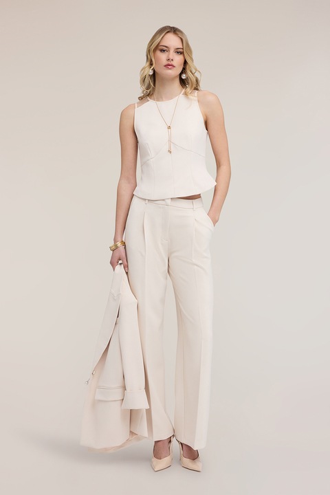 Motivi, Top crop cu decolteu rotund, Bej