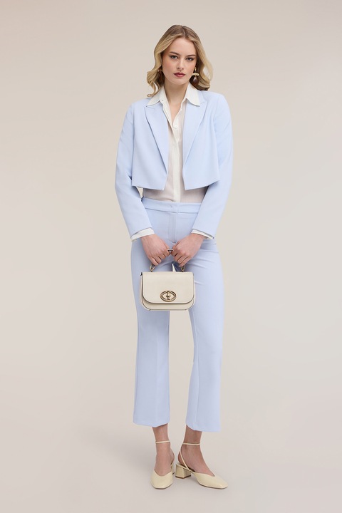 Motivi, Sacou crop cu revere decupate, Albastru pastel, 34