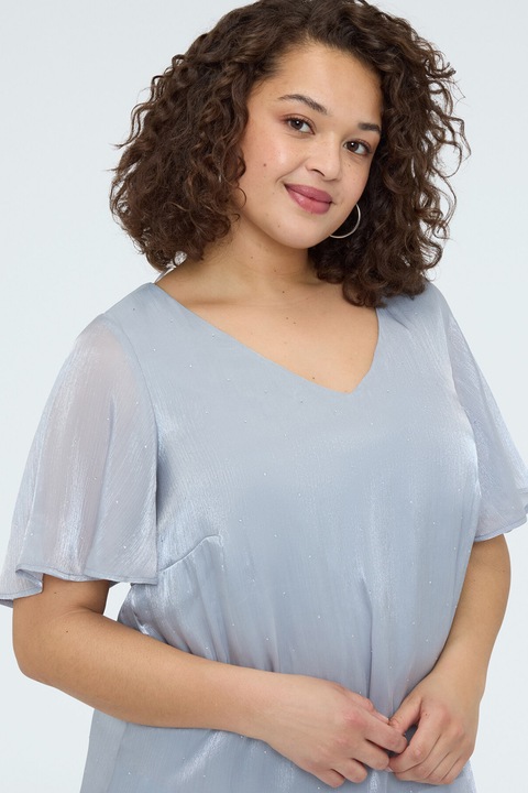 Fiorella Rubino, Bluza cu aspect stralucitor si decolteu in V, Albastru lavanda