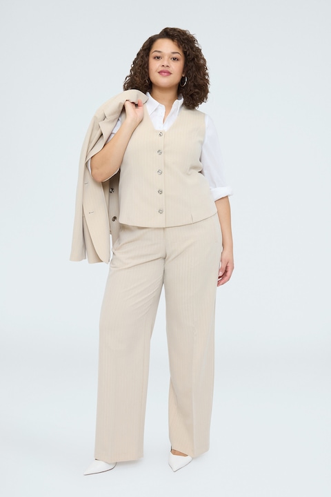 Fiorella Rubino, Vesta cu nasturi si dungi, Crem, 42