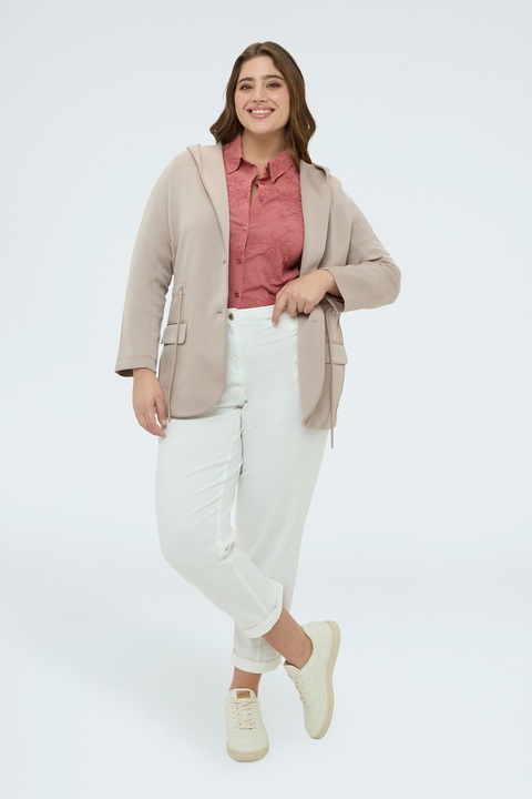 Fiorella Rubino, Jacheta cu gluga si snur in talie, Bej deschis