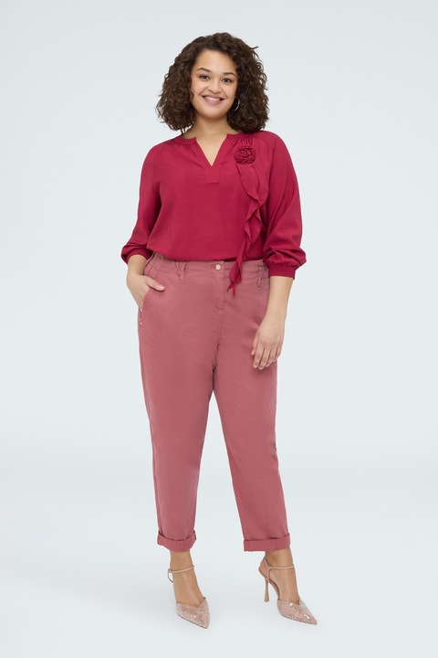 Fiorella Rubino, Bluza-tunica cu detaliu floral, Rosu