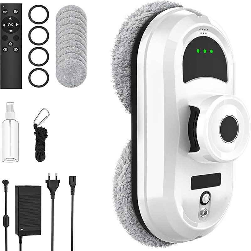 Robot Curatare Geamuri Techsen N1 Crystal, 3 Moduri de Curatare, Robot Spalat Geamuri cu Pulverizare Automata, Aspirator Geamuri cu Telecomanda, Navigare Inteligenta, Pentru Ferestre, Oglinzi si Orice Suprafete Netede