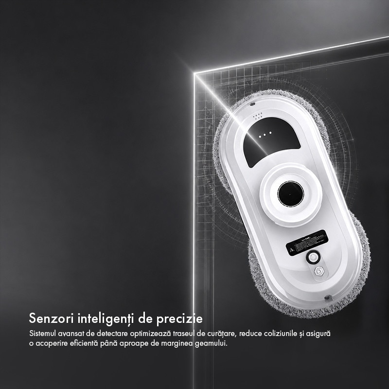 Robot Curatare Geamuri Techsen N1 Crystal, 3 Moduri de Curatare, Robot Spalat Geamuri cu Pulverizare Automata, Aspirator Geamuri cu Telecomanda, Navigare Inteligenta, Pentru Ferestre, Oglinzi si Orice Suprafete Netede