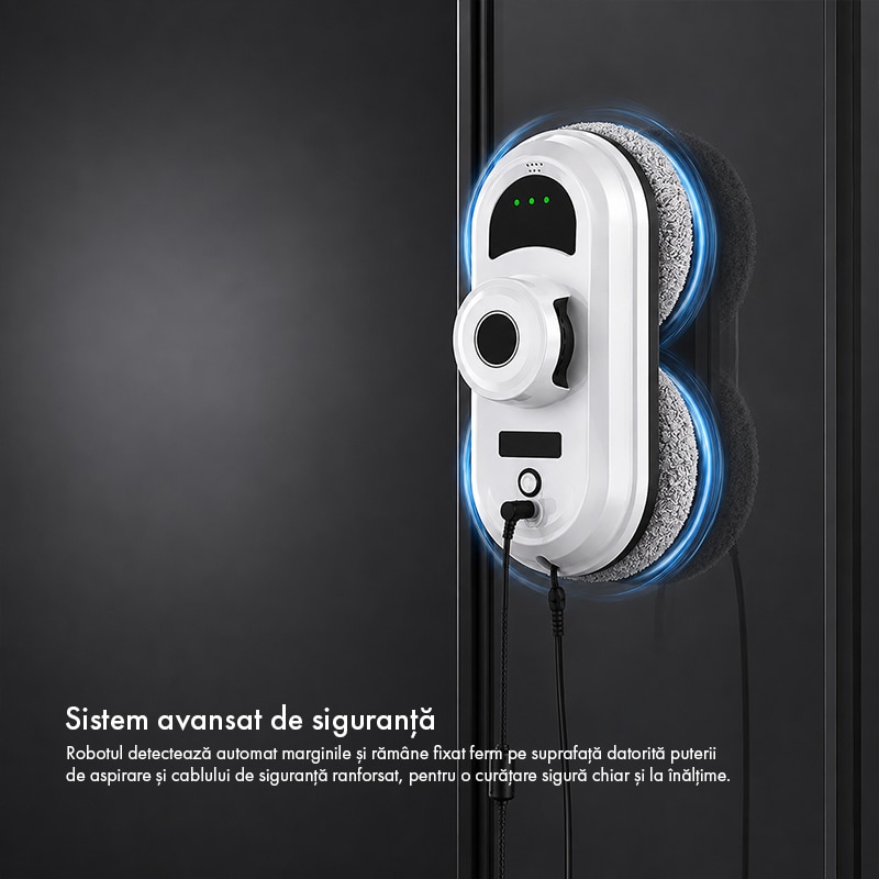 Robot Curatare Geamuri Techsen N1 Crystal, 3 Moduri de Curatare, Robot Spalat Geamuri cu Pulverizare Automata, Aspirator Geamuri cu Telecomanda, Navigare Inteligenta, Pentru Ferestre, Oglinzi si Orice Suprafete Netede