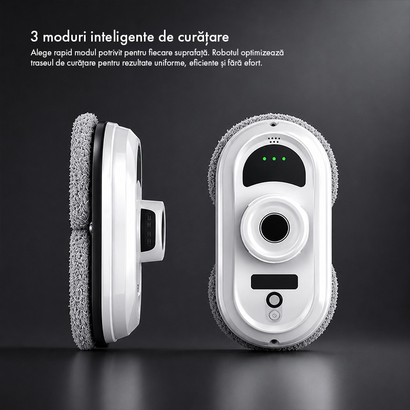 Robot Curatare Geamuri Techsen N1 Crystal, 3 Moduri de Curatare, Robot Spalat Geamuri cu Pulverizare Automata, Aspirator Geamuri cu Telecomanda, Navigare Inteligenta, Pentru Ferestre, Oglinzi si Orice Suprafete Netede