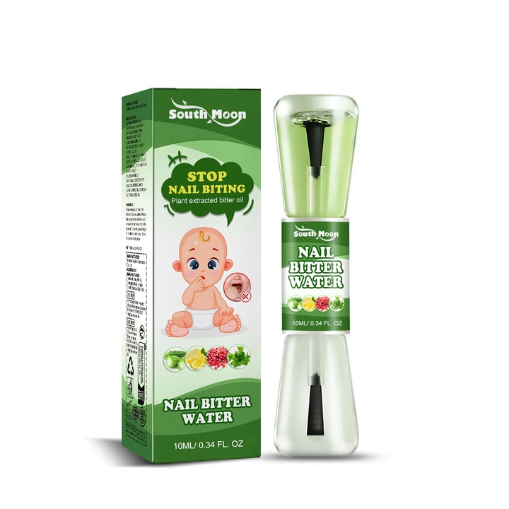 Körömrágás elleni oldat növényi kivonatokkal, keserű uborka, pirospaprika, keserű formula, 10ml, nappali és éjszakai ápolás, vízálló, gyermekeknek és felnőtteknek