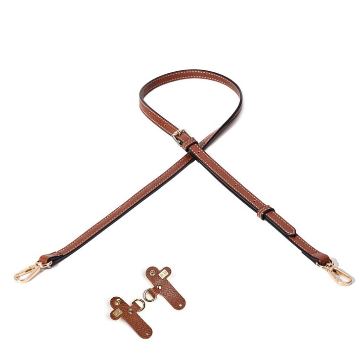 Szíj Longchamp Mini táskához, szintetikus bőr, konyak, 1.2cm, szett lyukasztás nélküli GS csatokkal