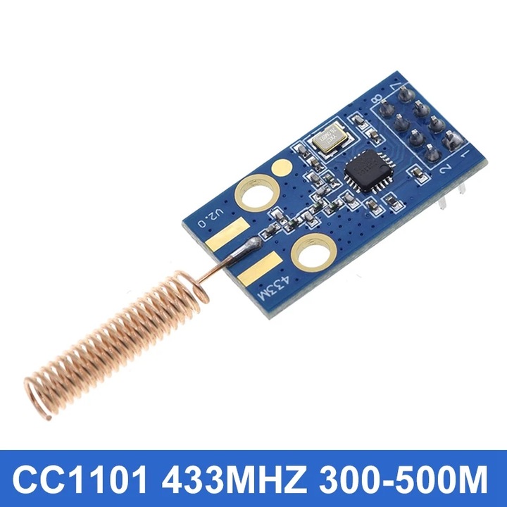CC1101 vezeték nélküli adó-vevő modul, 433MHz, 300-500M, SPI, DC 1.9-3.6V