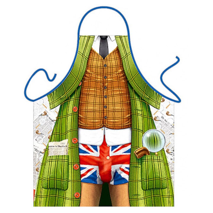 Sort bucatarie si gratar, Itati, Sherlock Holmes, imprimeu de inalta calitate, verde