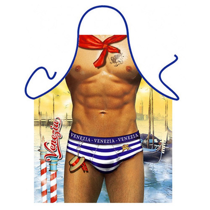 Sorturi bucatarie si gratar, Itati, sort Venetian Gondolier, imprimeu de calitate, lavabil la 50C