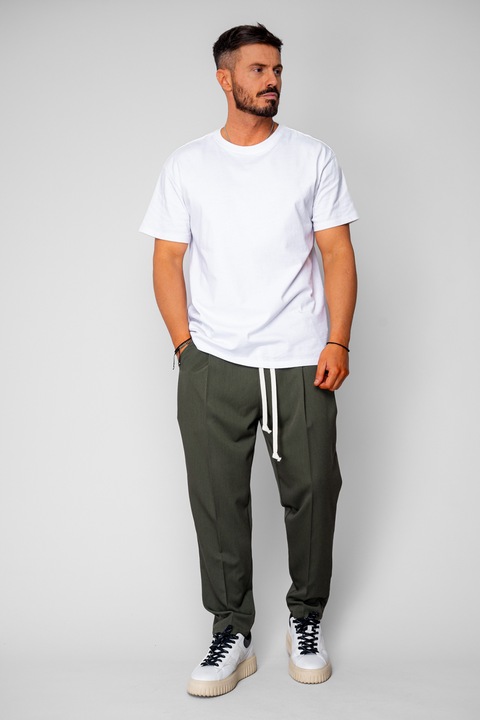 Bő szárú hosszú nadrág zsinórral Khaki 20471, Khaki