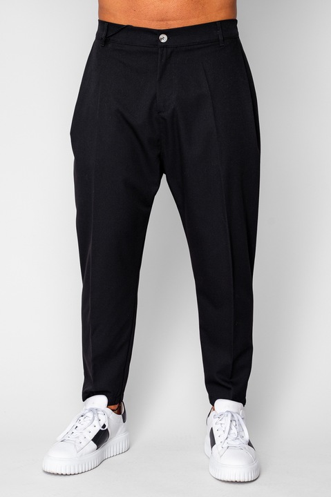 Hosszú nadrág gumival és gombbal fekete 20476, Fekete