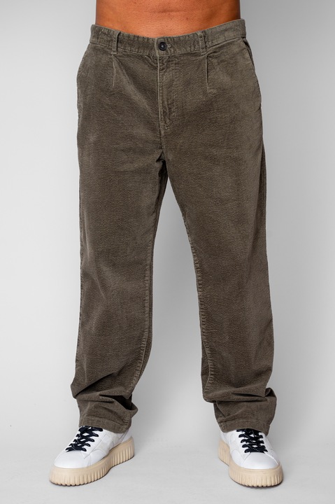 Pantaloni Relaxed Fit lung din reiat bumbac Kaki 20499, Kaki