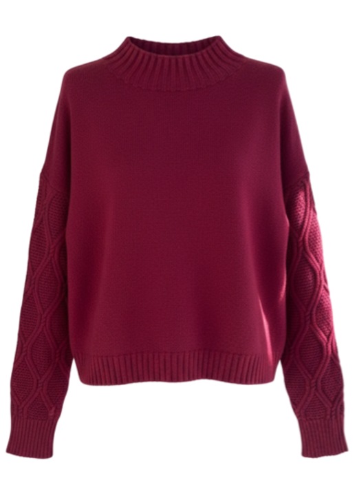 Дамски пуловер, AUREA Madrid, бордо, свободна кройка, дълги ръкави, One Size INTL
