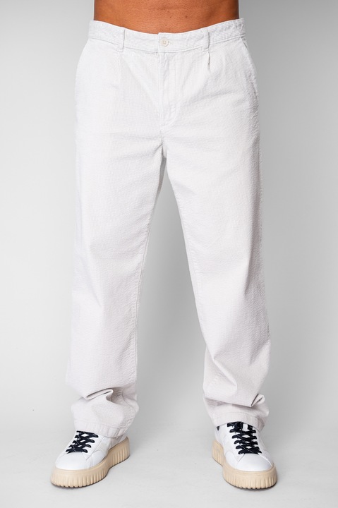 Pantaloni drep lung din reiat bumbac Off White 20503, Alb