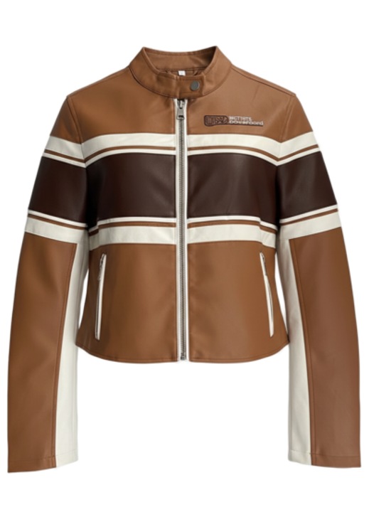 Jachetă de damă Alba din piele ecologică, stil multicolor, Multicolor